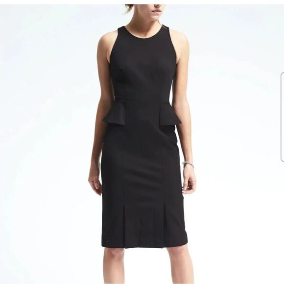 Banana Republic Bi Stretch Side Peplum Sheath Dress Size 4 NWT - Picture 1 of 8